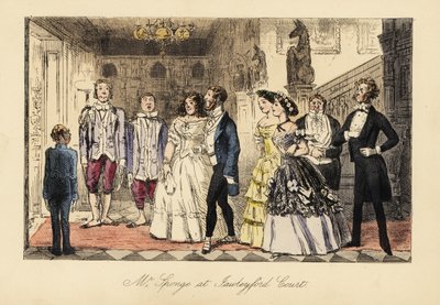 Gentiluomini e signore inglesi annunciati prima di cena in una grande casa da John (after) Leech
