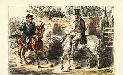 Gentiluomo inglese su un vecchio cavallo rifiutato da un uomo su un cavallo baio da John (after) Leech