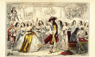 Re Carlo II a una festa da ballo durante la Restaurazione, circa 1660 da John (after) Leech