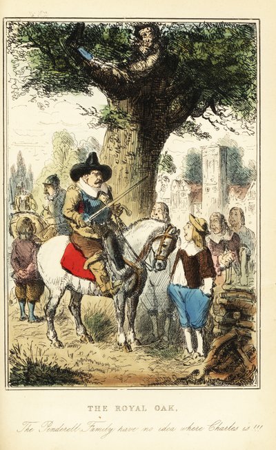 Re Carlo II nascosto su una quercia nel Bosco di Boscobel, dopo la Battaglia di Worcester da John (after) Leech