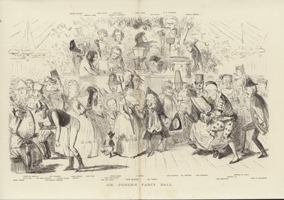 Il ballo in maschera di Mr Punch (incisione) da John (after) Leech