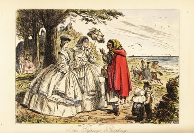 Rosa McDermott e sua madre ascoltano una profezia da una zingara durante una passeggiata da John (after) Leech