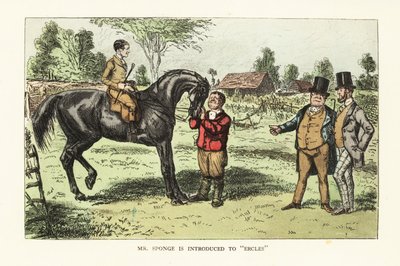 Due gentiluomini inglesi che valutano un cavallo in un paddock da John (after) Leech