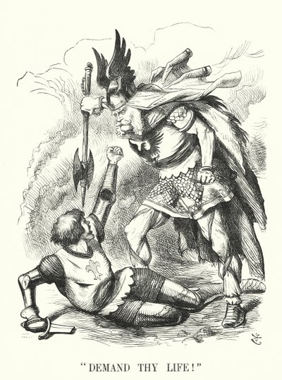Cartone animato Punch: Chiedi la tua vita! - La sconfitta della Francia nella guerra franco-prussiana da John (after) Tenniel
