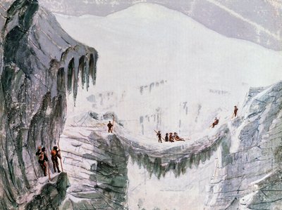 Scalata del Monte Bianco, scalatori sospesi da una crepa da Walter Charles Mills