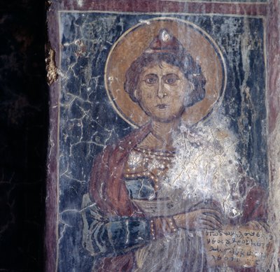 Figura di santo, affresco nella chiesa di Kandanos, Creta, Grecia da Walter Charles Mills