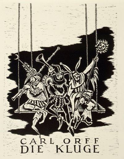 Locandina per la prima di Die Kluge (La Donna Saggia) di Carl Orff a Francoforte da Walter Charles Mills
