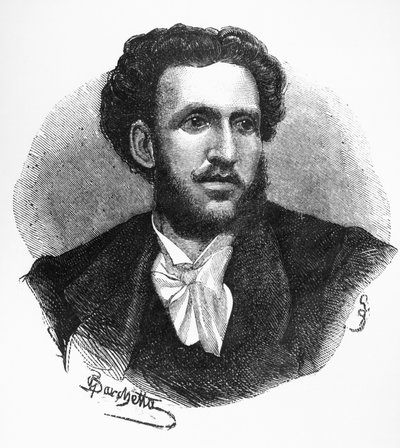 Ritratto di Iginio Ugo Tarchetti (1839-1869), autore, poeta e giornalista italiano, incisione da Walter Charles Mills
