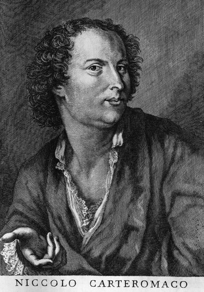 Ritratto di Niccolò Forteguerri, noto anche come Niccolò Carteromaco (1674-1735), poeta italiano, incisione da Walter Charles Mills