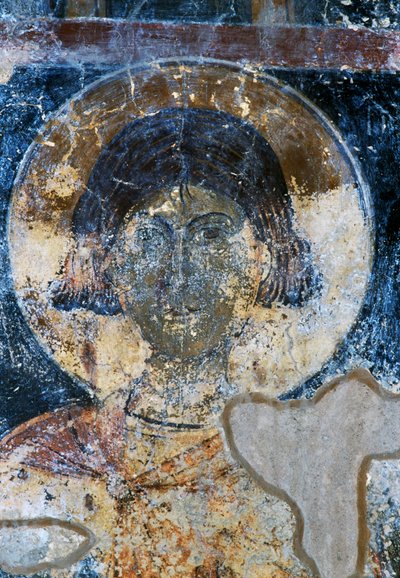 Santo, affresco di Ioannis Pagomenos nella Cappella di San Nicola, Maza, Creta, Grecia da Walter Charles Mills