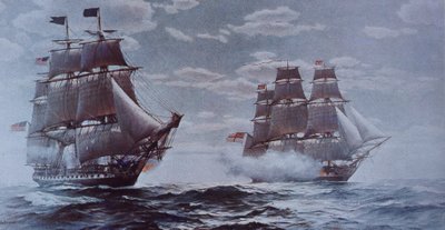 USS Constitution e HMS Java da Walter Charles Mills