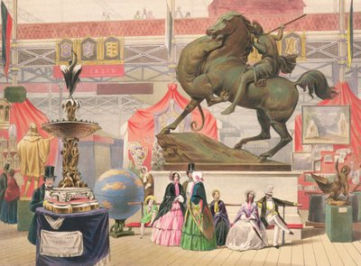 Veduta della navata est del Crystal Palace con scultura (l