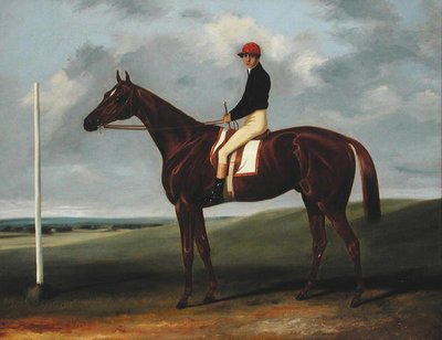 Puledro castano con fantino e palo di partenza da John Alfred Wheeler