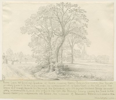 Lichfield - Vista attraverso Stowe Pool: disegno a penna, nd [1826] da John Allport