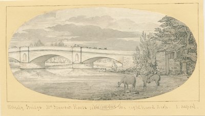 Wolseley Bridge: disegno a penna e acquerello, nd [1799-1854] da John Allport