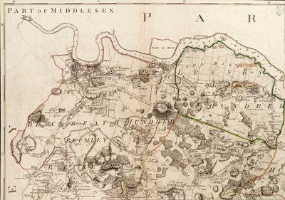 Mappa di Greenwich a Erith, Londra da John Andrews