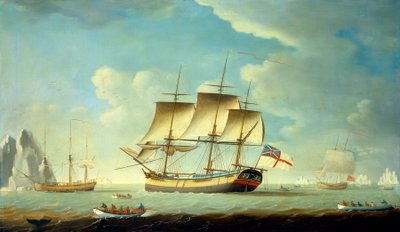 Una baleniera e altre navi in una leggera brezza, c.1790 da John Askew