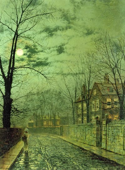 Una strada al chiaro di luna da John Atkinson Grimshaw