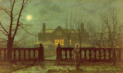 Una signora in un giardino al chiaro di luna da John Atkinson Grimshaw