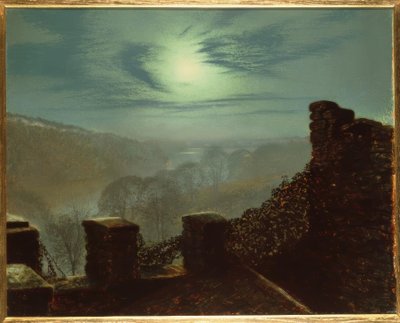 J.A. Grimshaw, Luna piena dietro nuvola cirro da Roundhay P. da John Atkinson Grimshaw