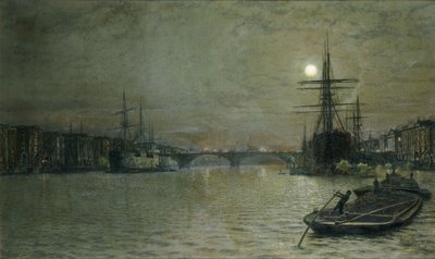 La Piscina e il Ponte di Londra di Notte da John Atkinson Grimshaw