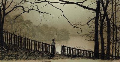 Lago Waterloo, Roundhay Park, Leeds, 1876-7 da John Atkinson Grimshaw