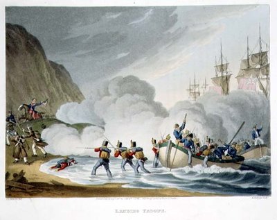 Sbarco delle Truppe, inciso da Matthew Dubourg (fl.1813-20) da 