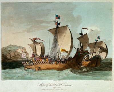 Navi del XIV e XV secolo da John Augustus (after) Atkinson