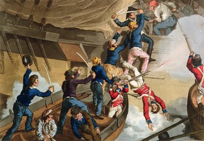 Marinai Britannici che Abordano una Nave da Guerra, inciso da Fry e Sutherland, da 
