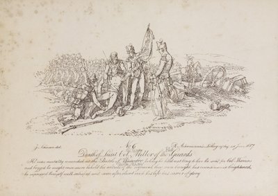 Morte del tenente colonnello William Miller delle 1ª Guardie alla Battaglia di Quatre Bas da John Augustus Atkinson