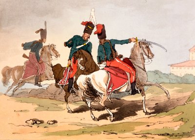 Ussari in uniformi in stile ungherese, illustrazione da 