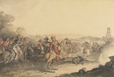 Il marchese di Anglesea ferito mentre guidava una carica di cavalleria pesante alla fine della battaglia di Waterloo da John Augustus Atkinson
