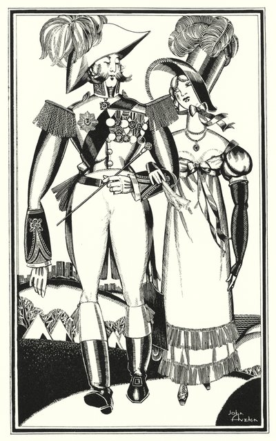 Illustrazione per Don Giovanni di Lord Byron: Medaglie, Gradi, Nastri, Ricami, Scarlatto da John Austen
