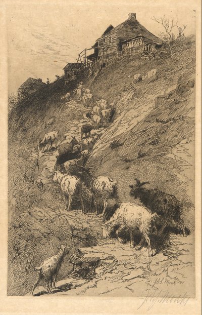 Paesaggio Senza Titolo con Capre da John Austin Sands Monks