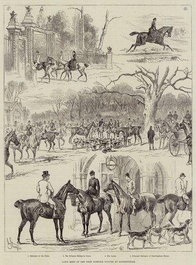 Incontro di caccia dei West Norfolk Hounds a Sandringham da John Bagnold Burgess