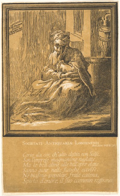 Donna che medita da John Baptist Jackson, after Parmigianino