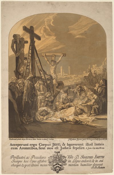 Deposizione dalla croce da John Baptist Jackson, after Rembrandt van Rijn