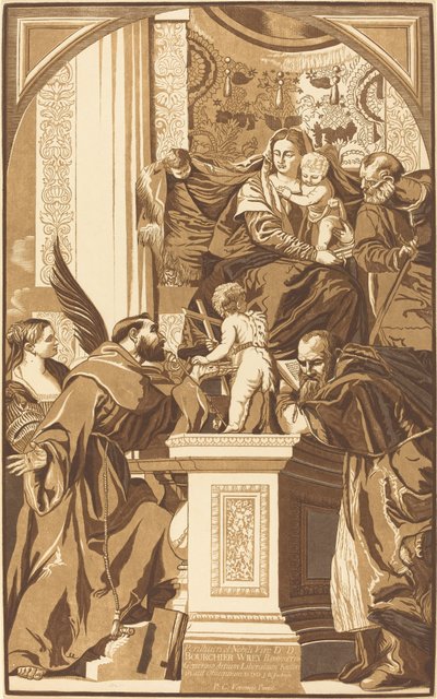 Sacra Famiglia e Quattro Santi da John Baptist Jackson after Veronese