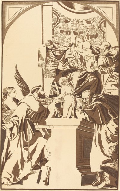 Sacra Famiglia e Quattro Santi da John Baptist Jackson after Veronese