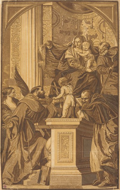 Sacra Famiglia e Quattro Santi da John Baptist Jackson after Veronese