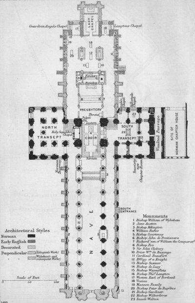 Cattedrale di Winchester da John Bartholomew