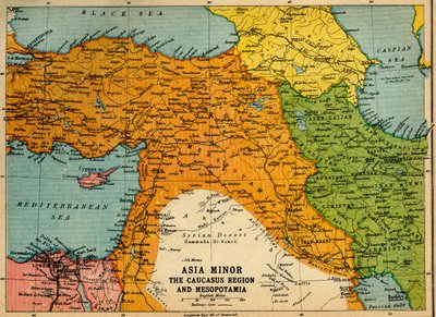Asia Minore, la regione del Caucaso e la Mesopotamia, Prima Guerra Mondiale da John Bartholomew and Son