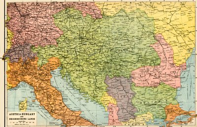 Austria-Ungheria e terre vicine - Mappa, 1920 da John Bartholomew and Son