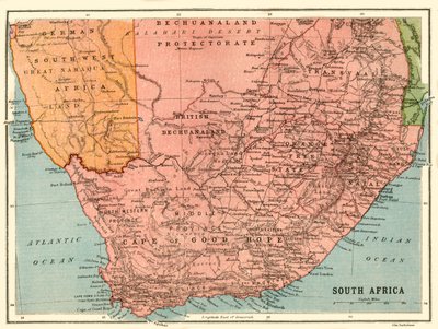 Mappa del Sudafrica, c1914, c1920 da John Bartholomew and Son