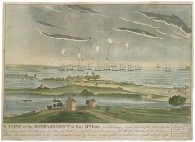 Veduta del Bombardamento di Fort McHenry, c. 1815 da John Bower