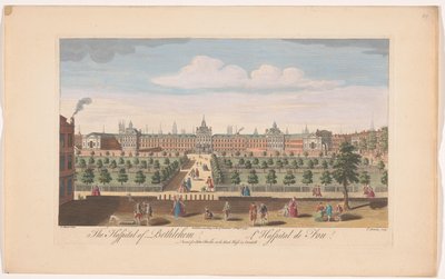 Veduta del Bethlem Royal Hospital a Londra da John Bowles