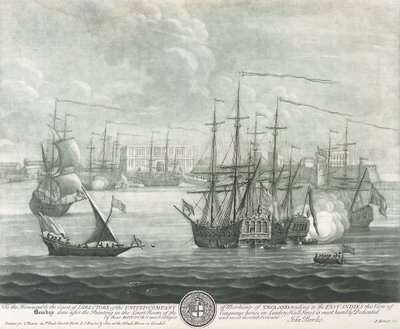 Veduta di Bombay (India), dedicata al direttore della Compagnia delle Indie Orientali britannica da John Bowles