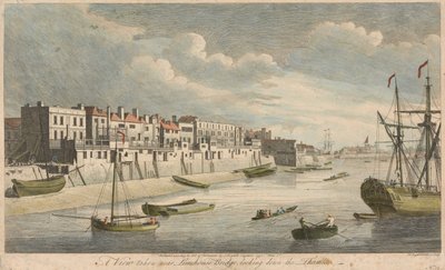 Veduta presa vicino al ponte di Limehouse, guardando verso valle sul Tamigi da John Boydell