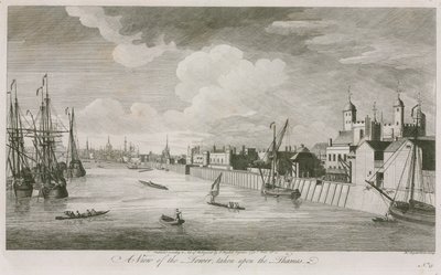 Una vista della Torre di Londra presa sul fiume Tamigi da John Boydell