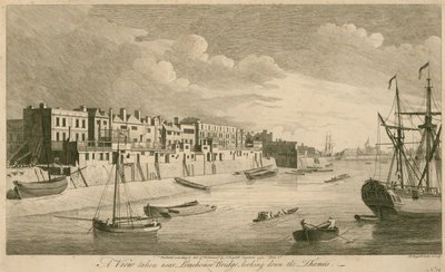 Una vista presa vicino al ponte di Limehouse guardando il Tamigi da John Boydell